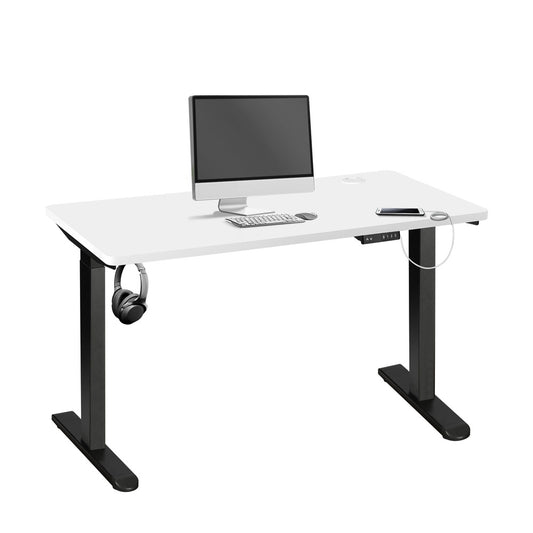 Oikiture Standing Desk Dual Motor Adjustable 140cm Black&White