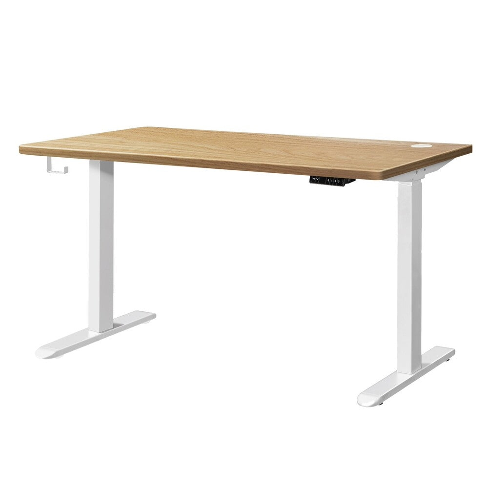 Oikiture Standing Desk Dual Motor Adjustable 120cm White&Oak