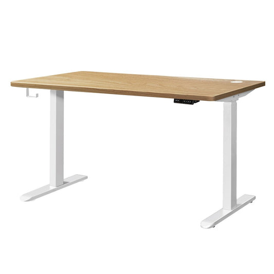 Oikiture Standing Desk Dual Motor Adjustable 120cm White&Oak