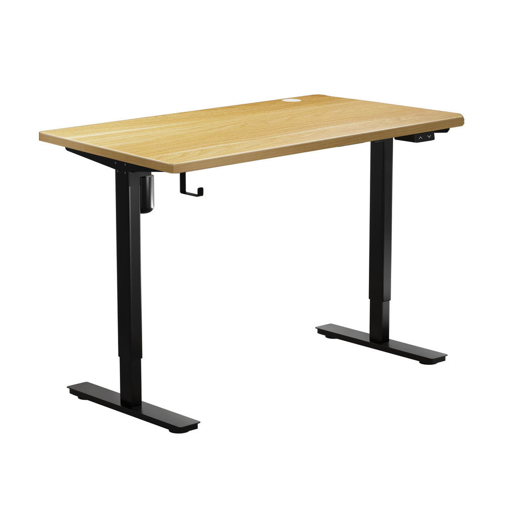 Oikiture Electric Standing Desk Single Motor Black&Oak 150cm