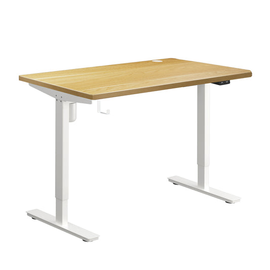 Oikiture Electric Standing Desk Single Motor White&Oak 140cm