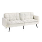 Oikiture 3-Seater Sofa Bed Convertible Boucle Sherpa Lounge Couch White