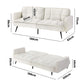 Oikiture 3-Seater Sofa Bed Convertible Boucle Sherpa Lounge Couch White