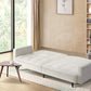 Oikiture 3-Seater Sofa Bed Convertible Boucle Sherpa Lounge Couch White
