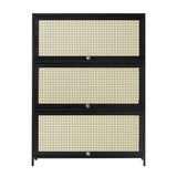Oikiture Shoe Storage Cabinet 3 Flip-up Rattan Doors