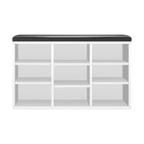 Oikiture Shoe Bench Padded Seat Wooden Shelf