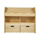 Oikiture Kids Bookshelf Toy Storage Box Organiser Display Shelf Natural