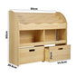 Oikiture Kids Bookshelf Toy Storage Box Organiser Display Shelf Natural