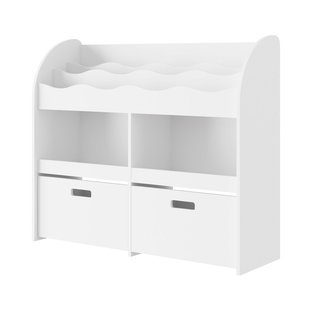 Oikiture Kids Bookshelf Toy Storage Box Organiser Display Shelf White