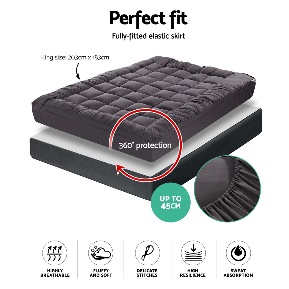 Giselle Bedding Mattress Topper Pillowtop Bamboo Charcoal