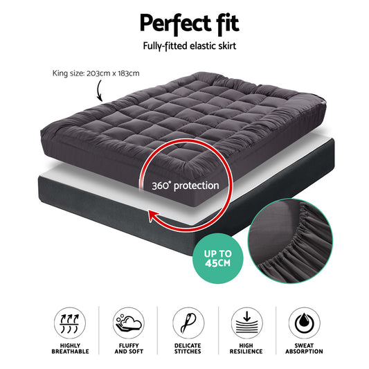 Giselle Bedding Mattress Topper Pillowtop Bamboo Charcoal