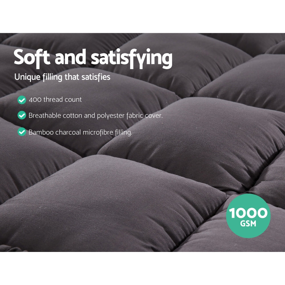 Giselle Bedding Mattress Topper Pillowtop Bamboo Charcoal