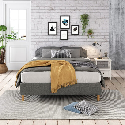Metal Bedframe Mattress Foundation (Dark Grey) –