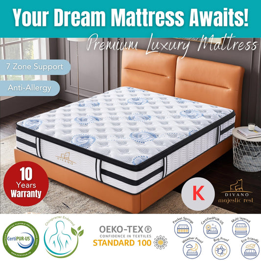 Majestic Rest 7 Zones Luxury Premium Firm Pocket Spring 34cm Mattress