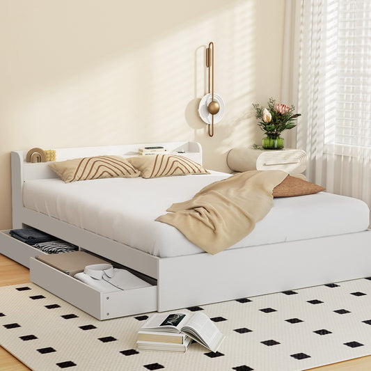 Artiss Bed Frame Mattress Base wtih Charging Ports 2 Storage Drawers