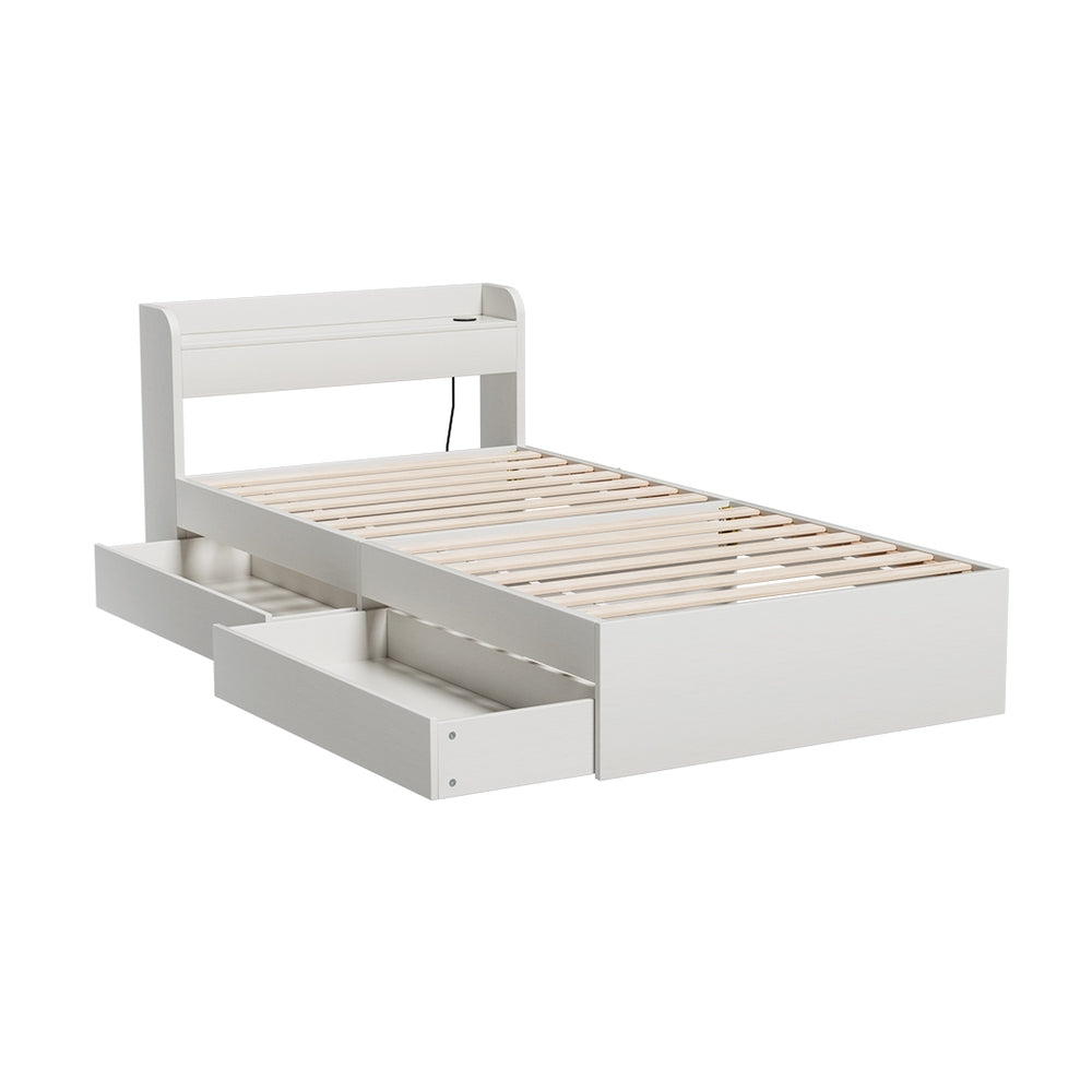 Artiss Bed Frame Mattress Base wtih Charging Ports 2 Storage Drawers