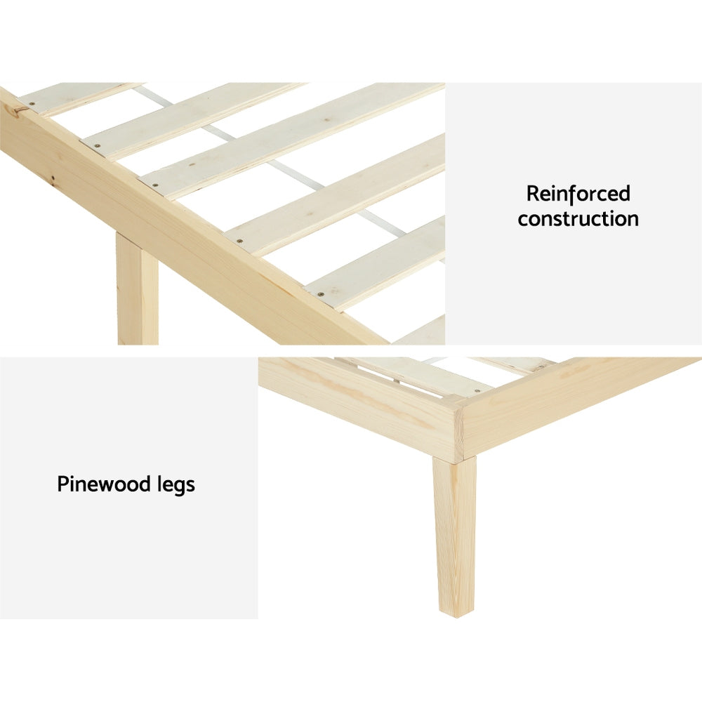 Artiss Bed Frame Wooden Base Mattress Platform Timber Pine BRUNO