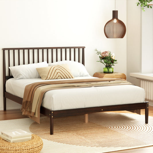Artiss Bed Frame Wooden Base Mattress Platform Timber Walnut VISE